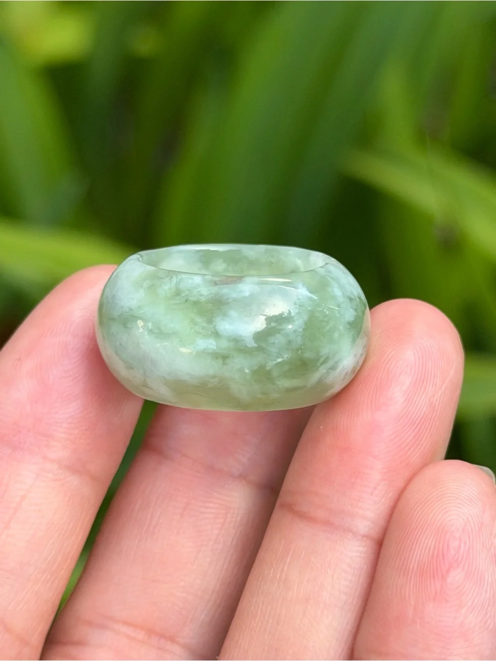 Size 7 Natural Xiuyu Jade Dome Ring 2150